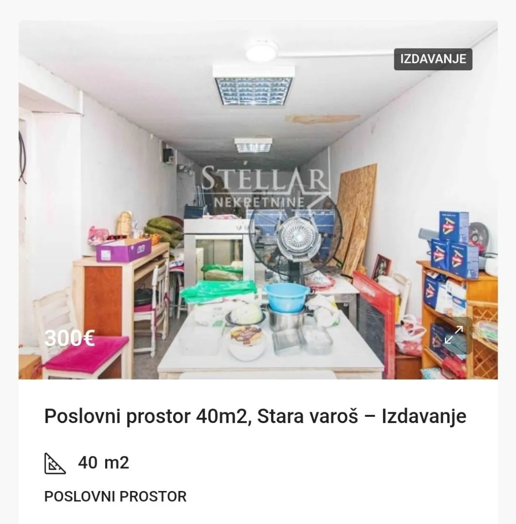 Izdavanje, poslovni prostor, 40m², Stara Varoš, Podgorica