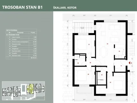 Prodaja, trosoban stan, 87m², Kotor, Crna Gora - image 6