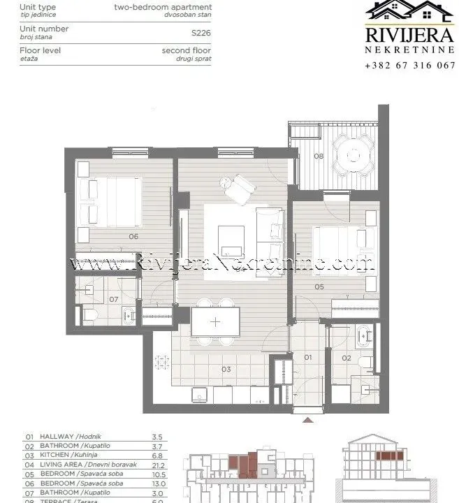 Sale, two bedroom apartment, 674m², Topla, Herceg Novi