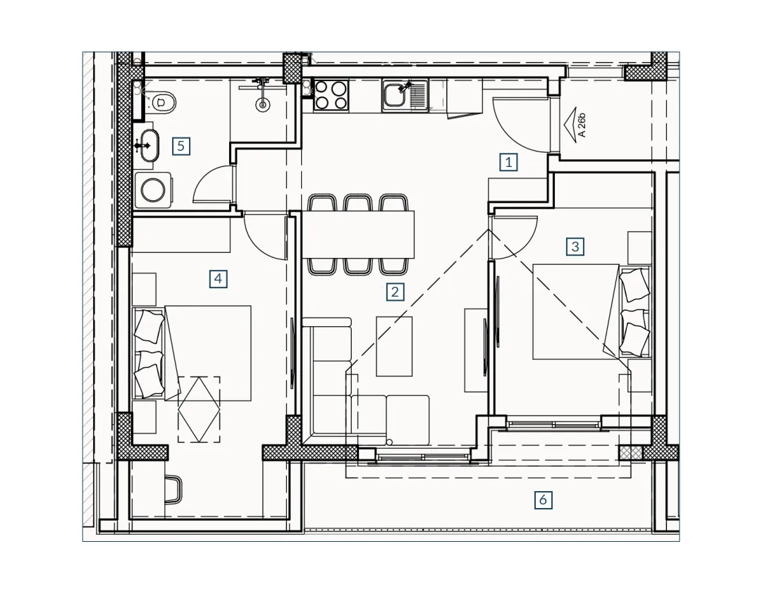 Sale, two bedroom apartment, 59m², Budva, Crna Gora