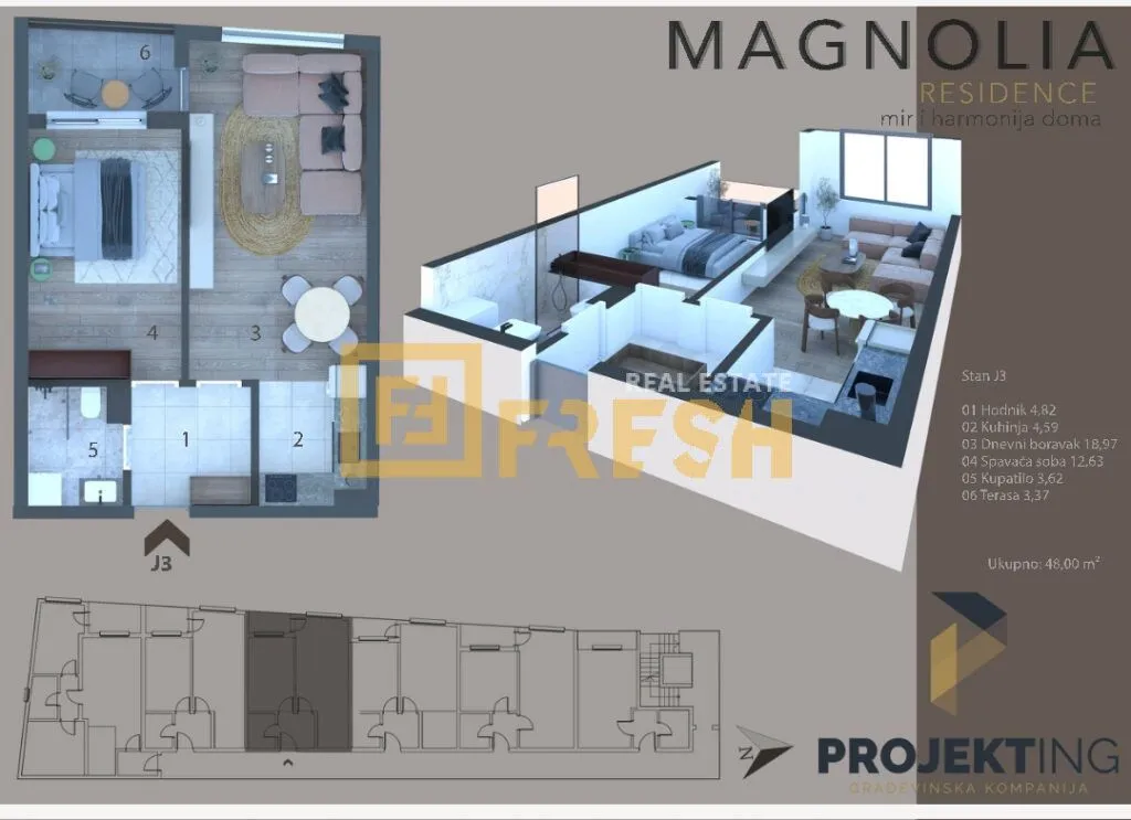 Sale, one bedroom apartment, 48m², Cetinje, Crna Gora