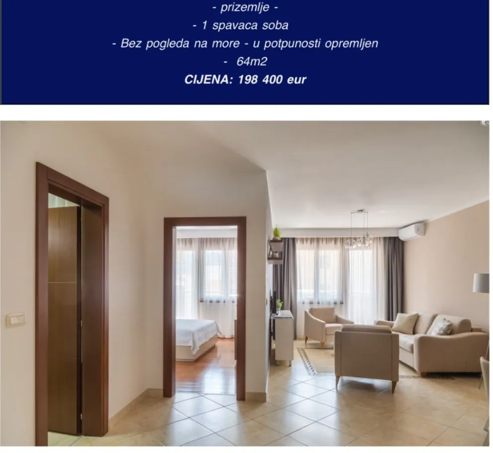 Sale, one bedroom apartment, 58m², Bečići, Budva