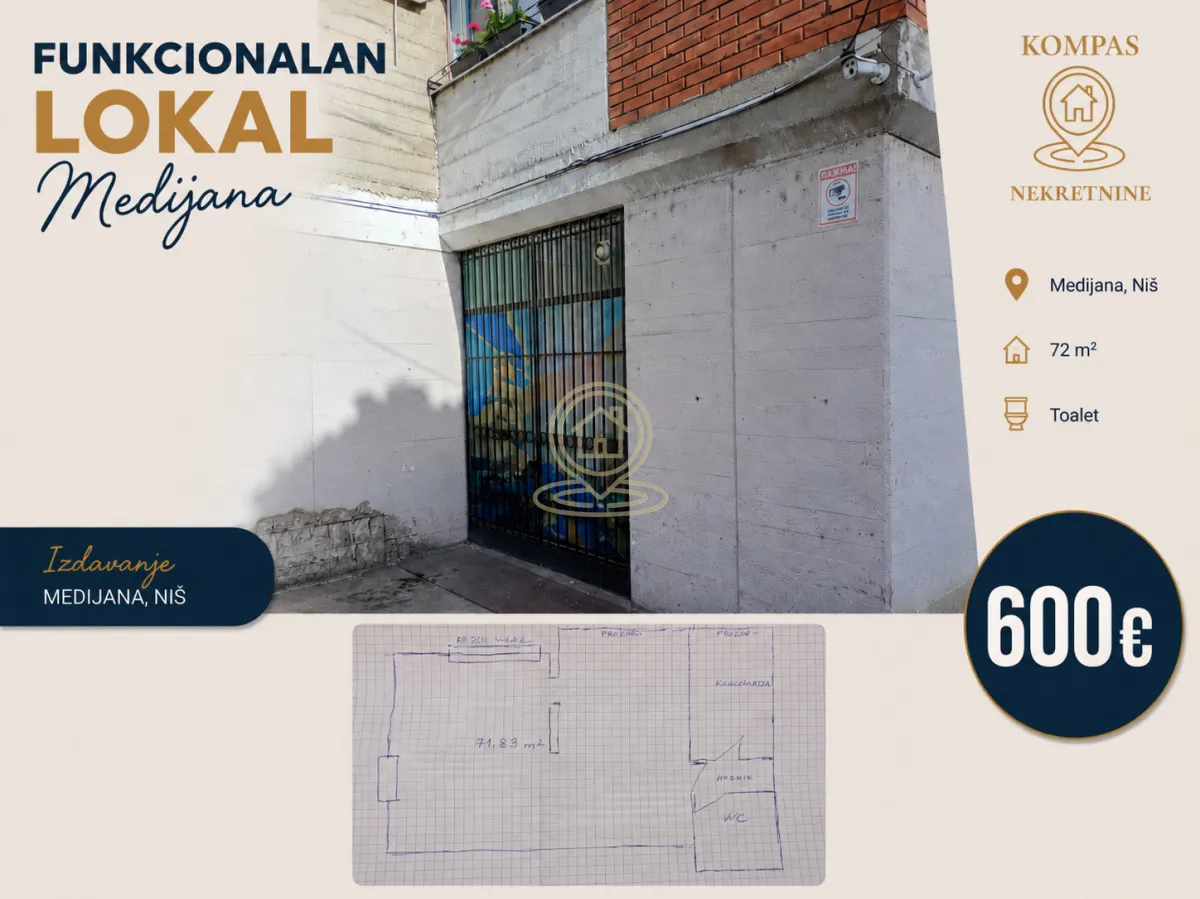 Rent, office space, 72m², Medijana, Niš