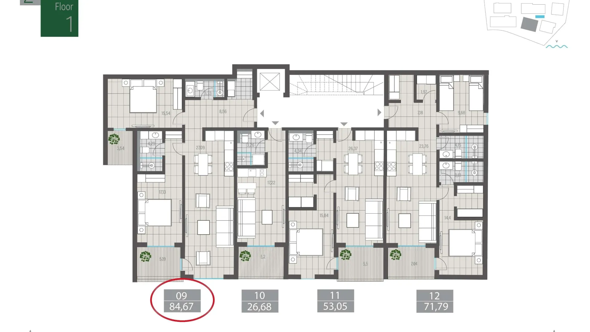 Sale, two bedroom apartment, 85m², Centar, Tivat