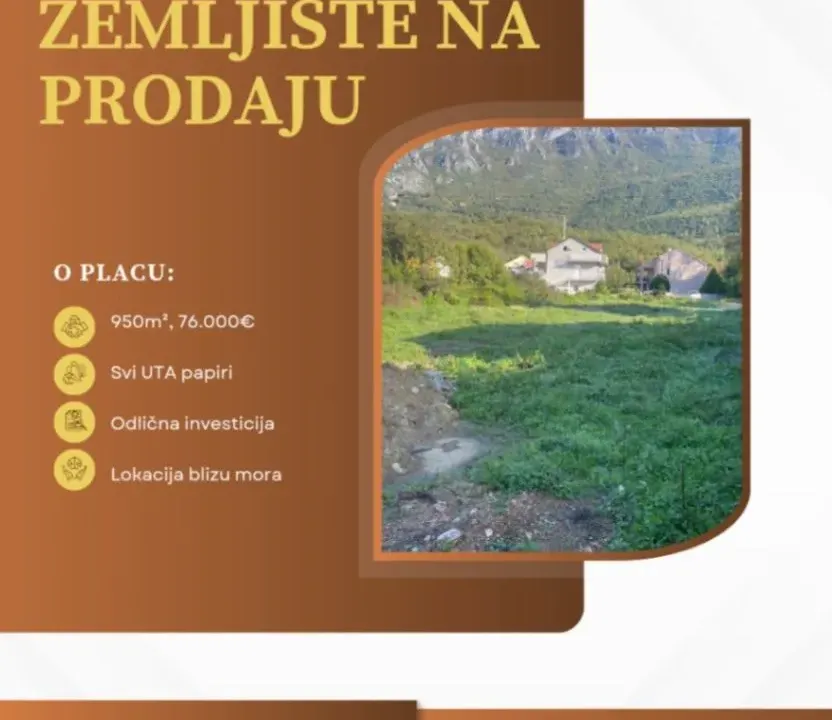 Sale, land lot, 950m², Kuti, Herceg Novi