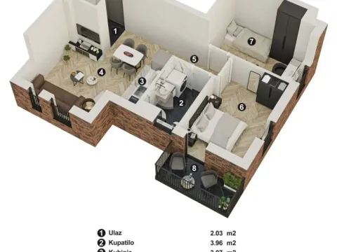 Sale, two bedroom apartment, 45m², Sremska Kamenica, Petrovaradin