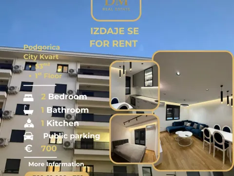 Rent, two bedroom apartment, 53m², City Kvart, Podgorica - image 1