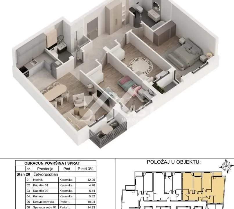 Prodaja, četvorosoban stan, 89m², Centar, Novi Sad