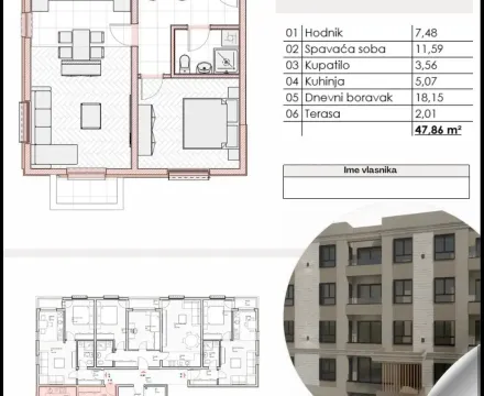 Sale, one bedroom apartment, 41m², Podgorica, Crna Gora - image 4