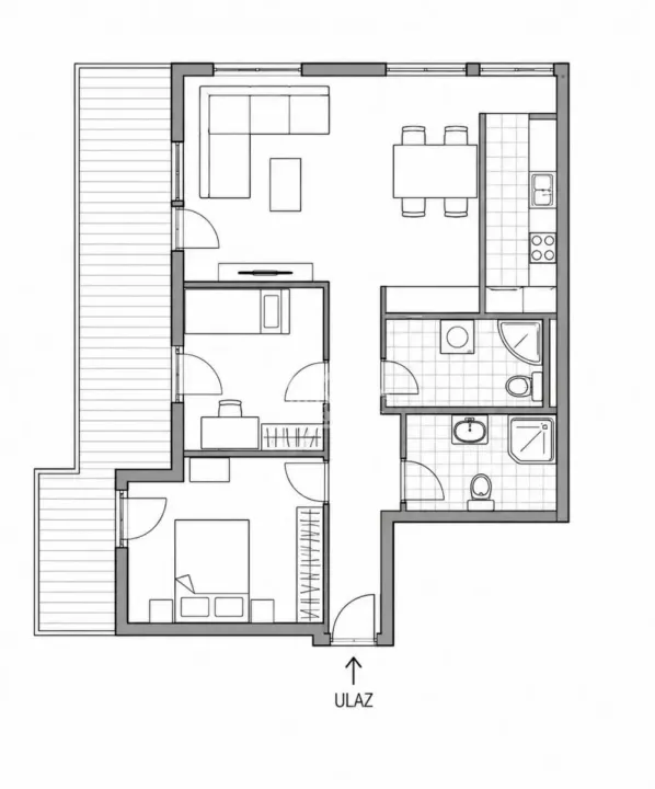 Prodaja, dvosoban stan, 58m², Ledine, Beograd