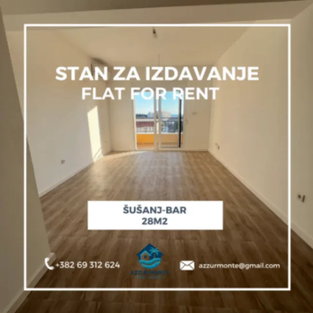 Izdavanje, garsonjera, 28m², Šušanj, Bar