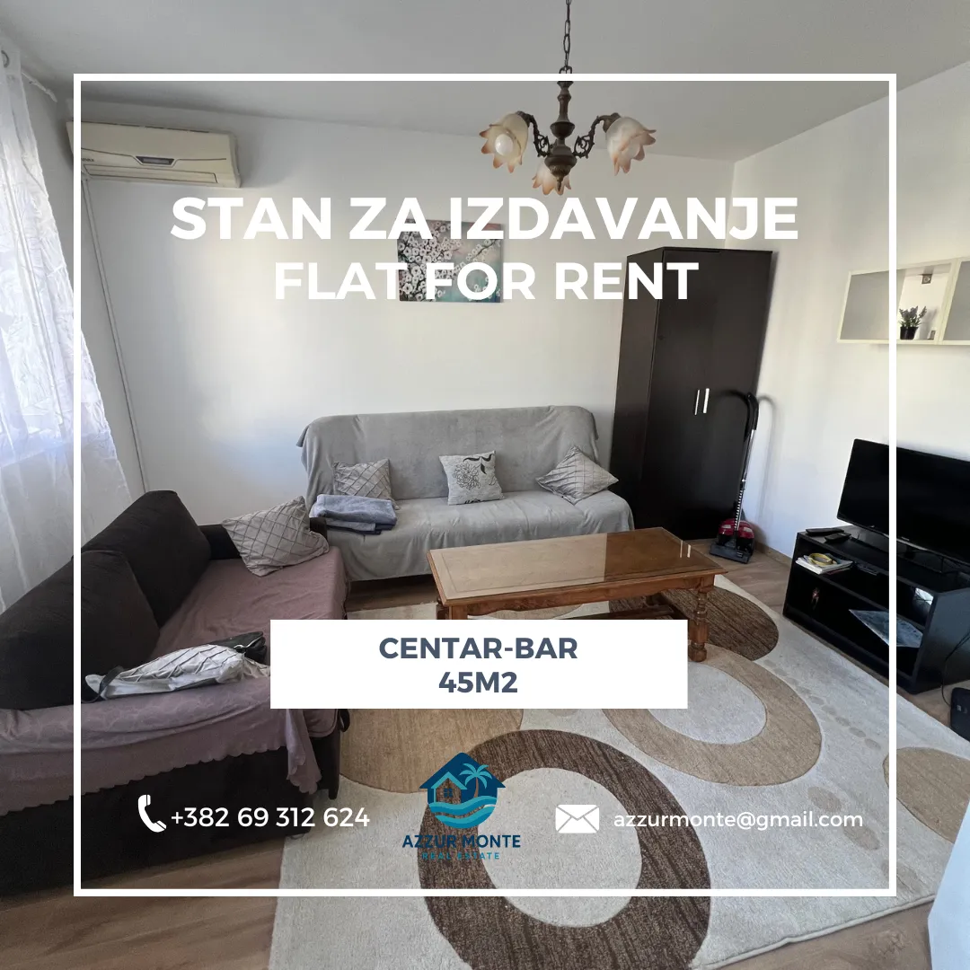 Rent, one bedroom apartment, 45m², Centar, Bar