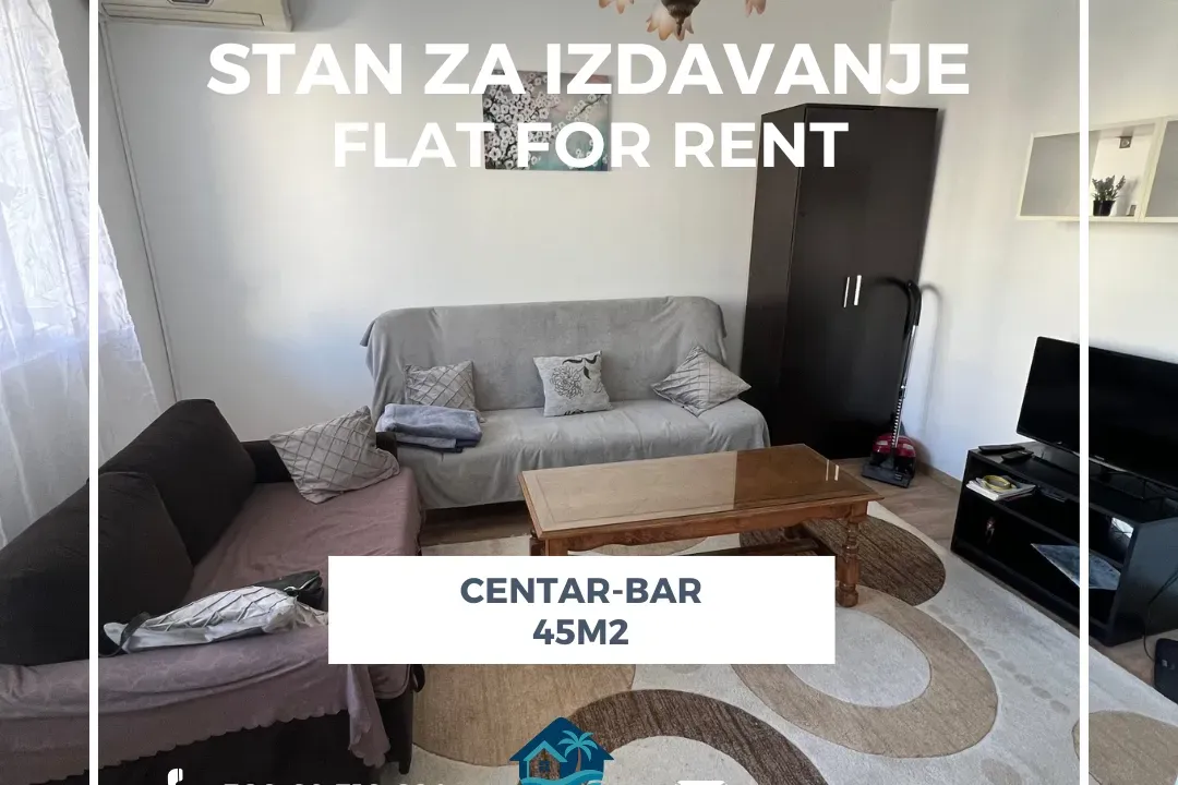 Rent, one bedroom apartment, 45m², Centar, Bar