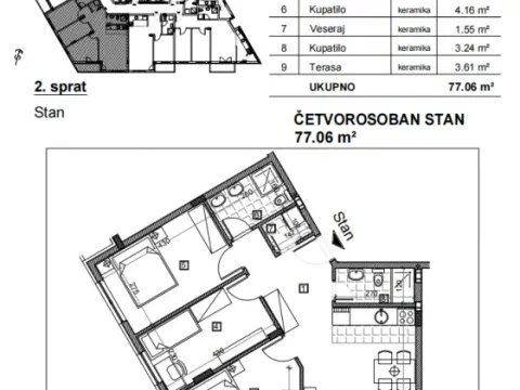 Prodaja, četvorosoban stan, 77m², Bulevar patrijarha Pavla, Novi Sad Sve Podlokacije - image 2