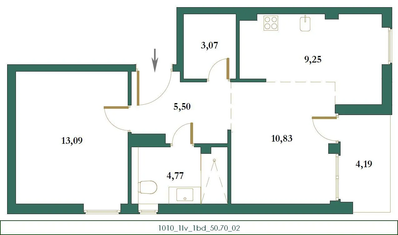 Sale, one bedroom apartment, 51m², Kolašin, Crna Gora