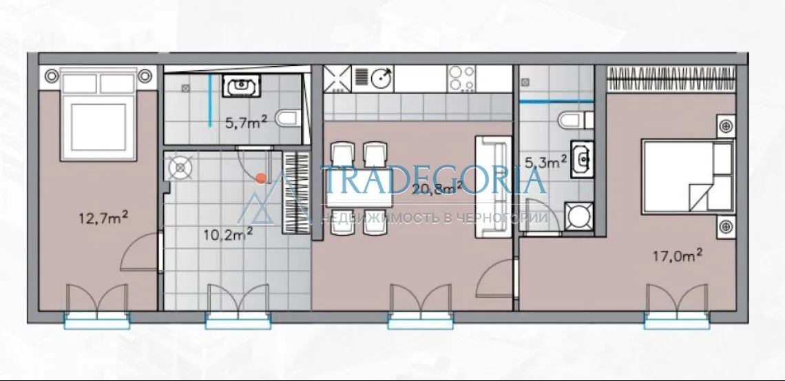 Prodaja, dvosoban stan, 151m², Đenovići, Herceg Novi