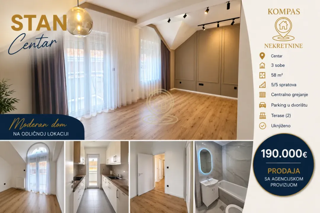 Prodaja, trosoban stan, 58m², Centar, Novi Sad
