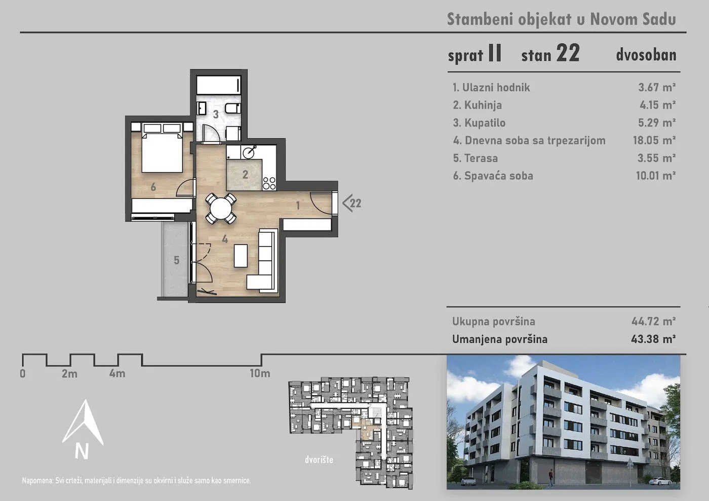 Prodaja, jednosoban stan, 43m², Salajka, Novi Sad Sve Podlokacije