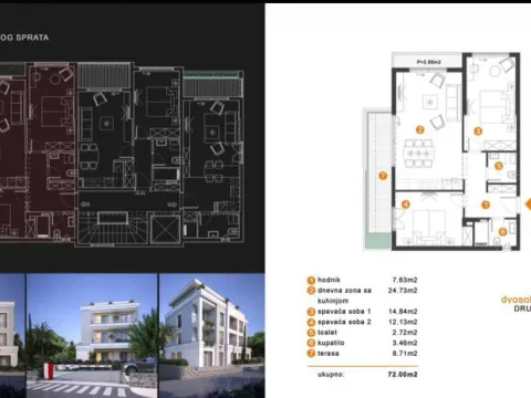 Prodaja, dvosoban stan, 72m², Centar, Tivat - image 2