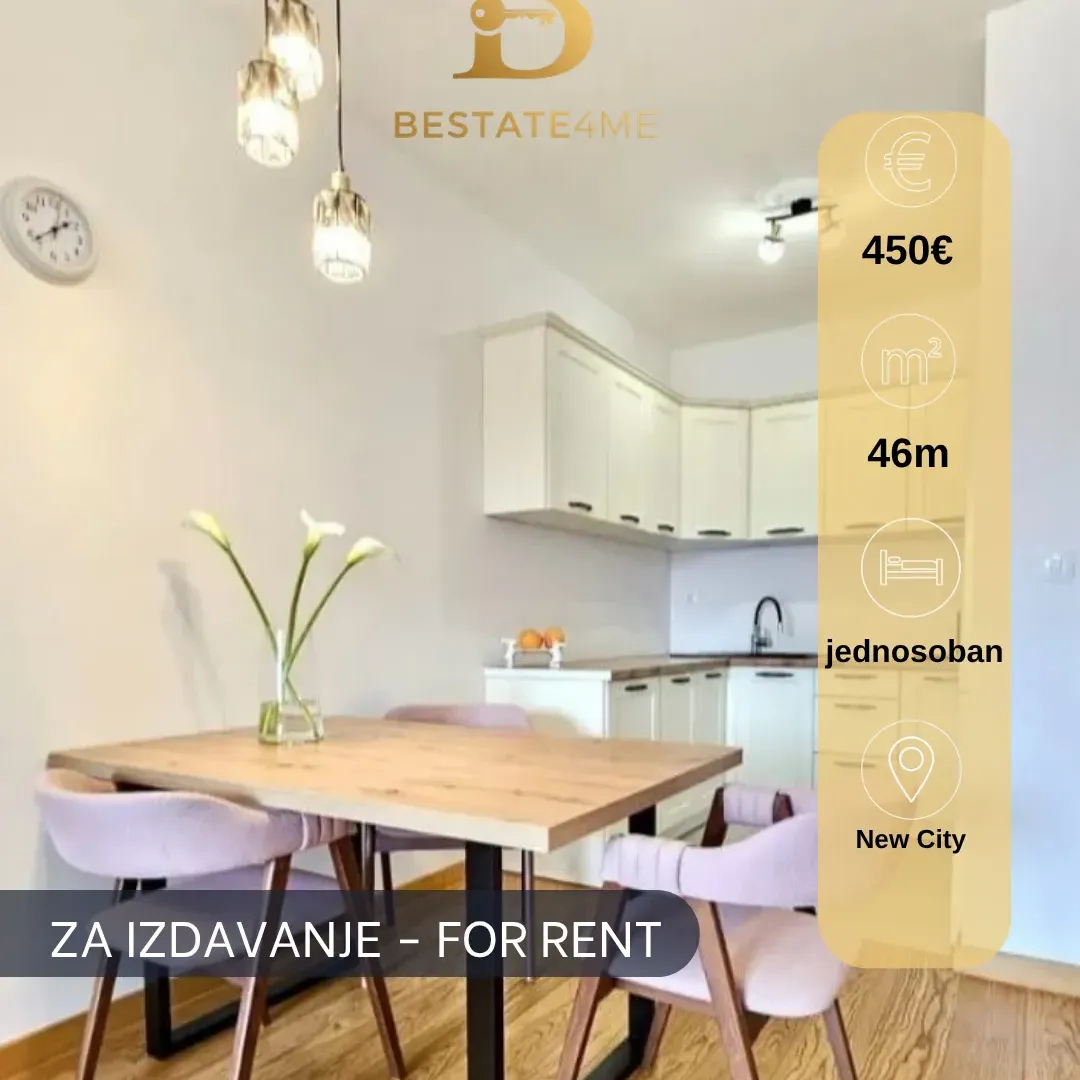 Rent, one bedroom apartment, 46m², New City, Podgorica