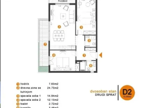 Prodaja, dvosoban stan, 72m², Tivat, Crna Gora - image 1