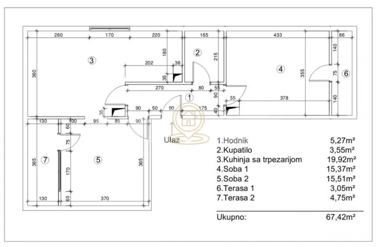 Sale, two bedroom apartment, 67m², Pantelej, Niš