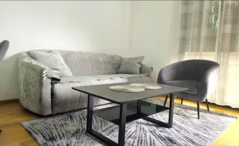 Living room with a grey sofa, armchair, and coffee table. - image 3