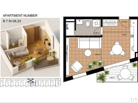 Sale, one bedroom apartment, 41m², Bečići, Budva - image 3