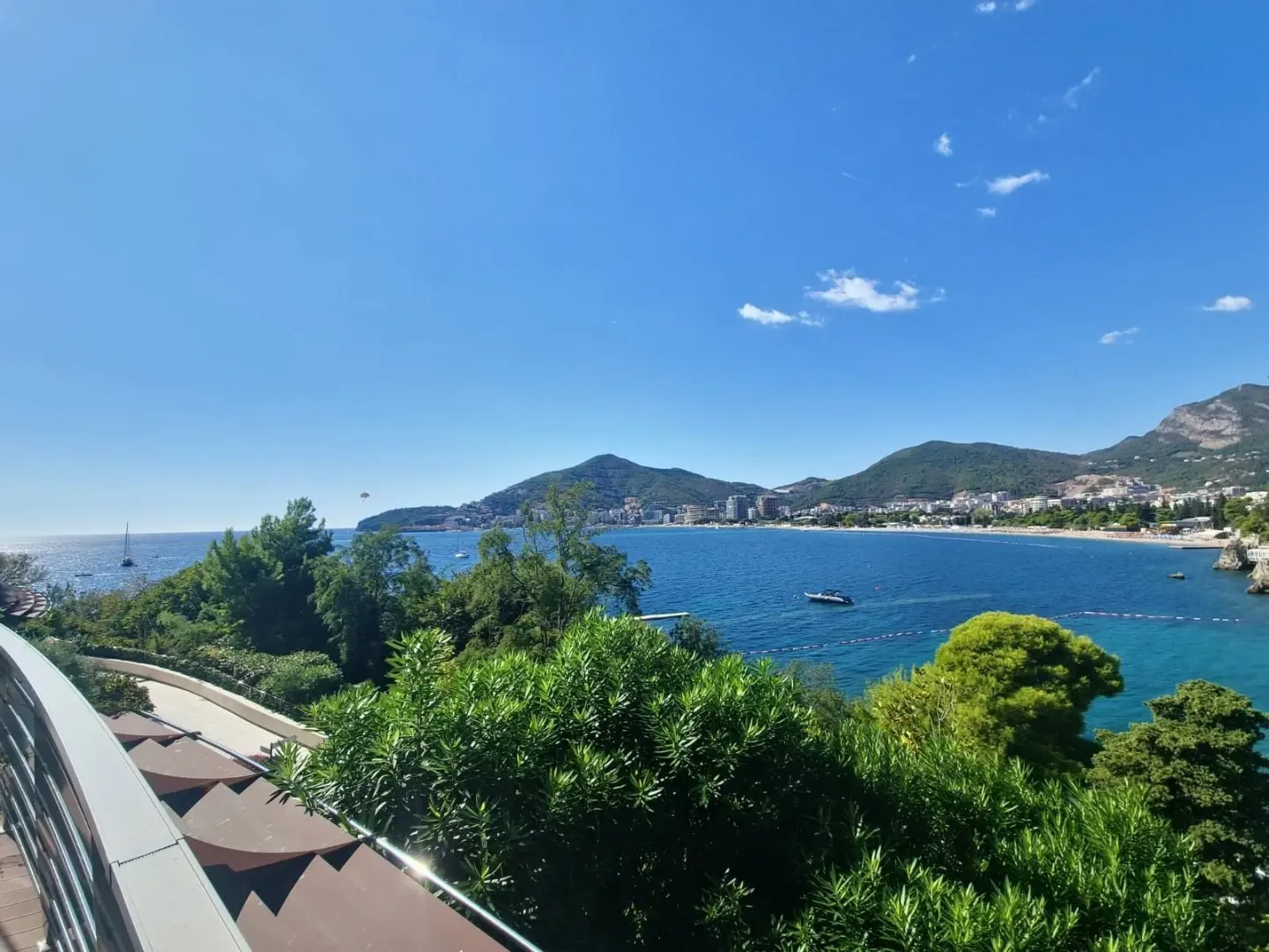 View of the sea and the coast from the terrace.