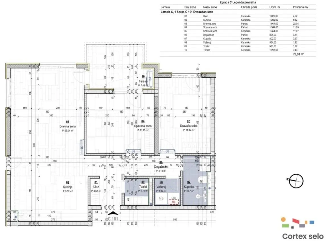Prodaja, dvosoban stan, 75m², Zabjelo, Podgorica