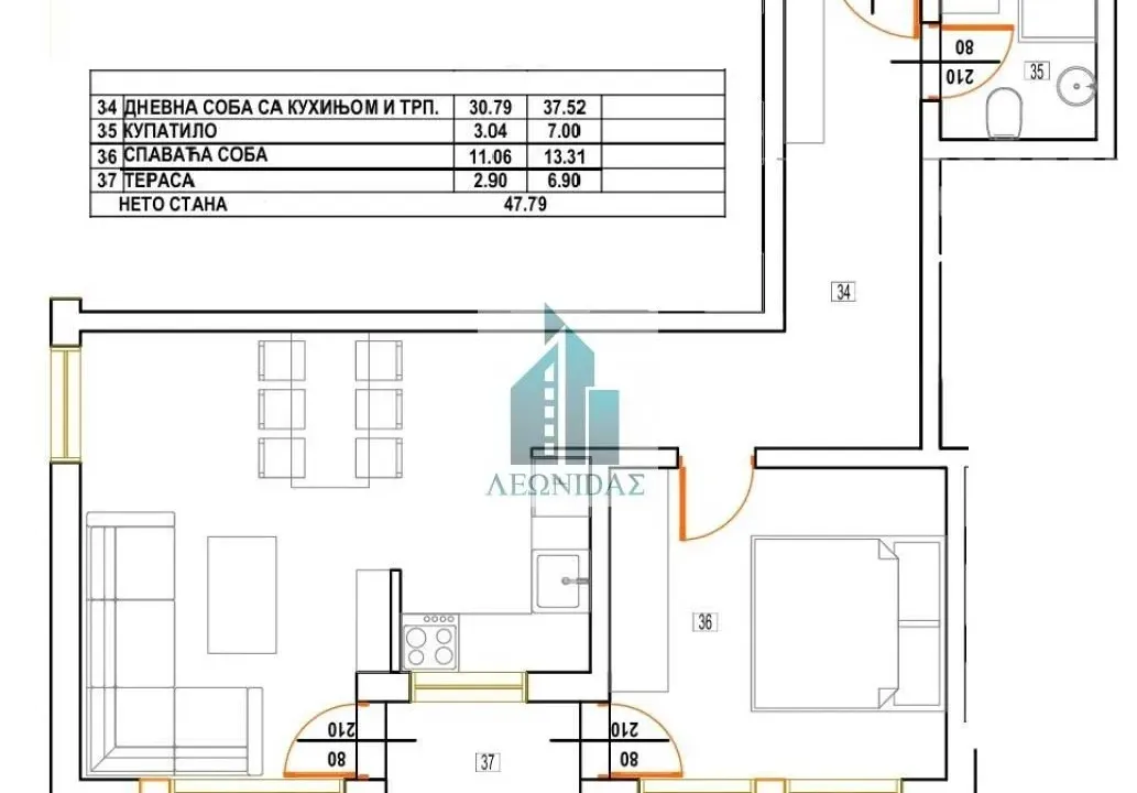 Prodaja, jednosoban stan, 47m², Donja Vrežina, Niš