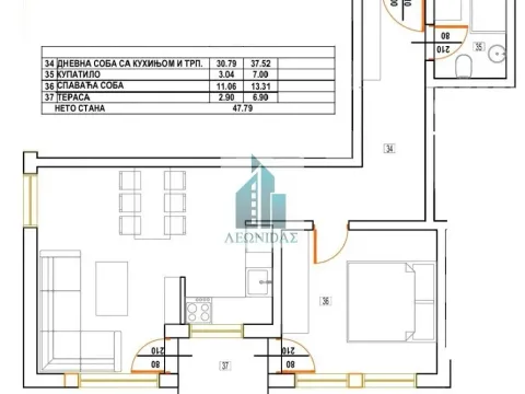 Sale, one bedroom apartment, 47m², Donja Vrežina, Niš