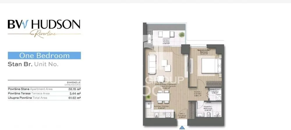 Sale, two bedroom apartment, 62m², Savski Venac, Beograd