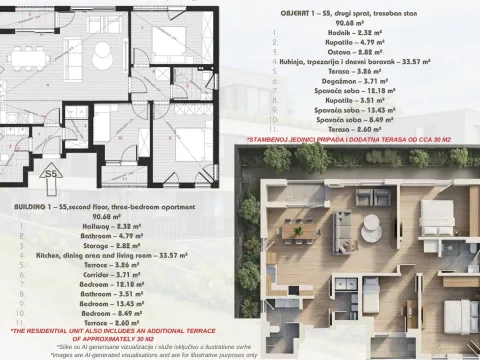 Sale, three bedroom apartment, 90m², Dobrota, Kotor - image 4