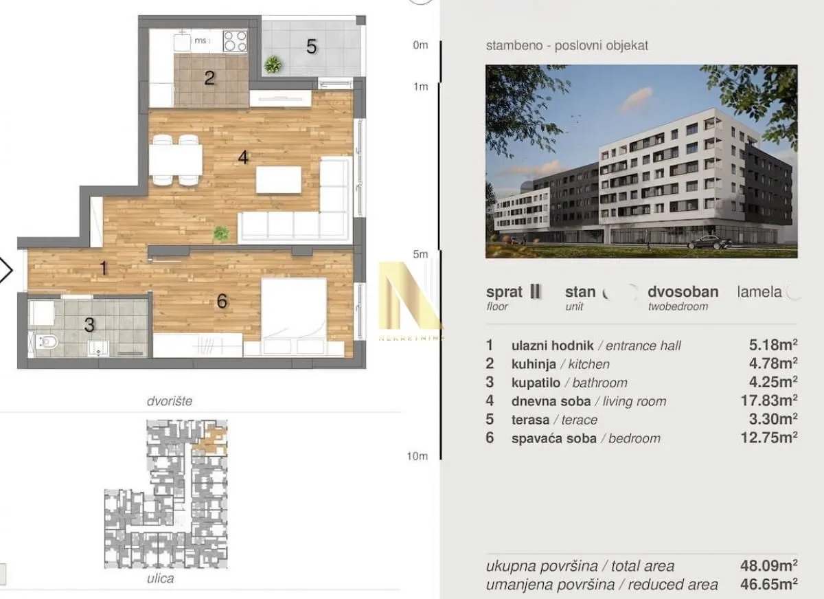 Prodaja, dvosoban stan, 47m², Telep, Novi Sad Sve Podlokacije