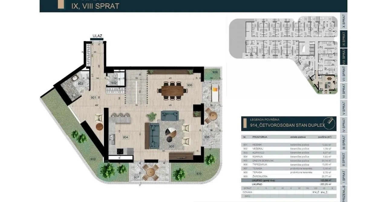 Sale, four bedroom apartment, 255m², Ilino, Bar