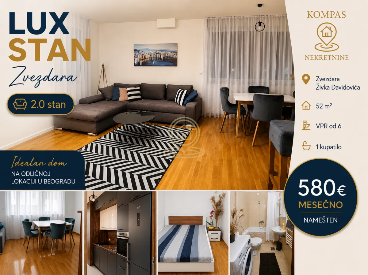 Rent, two bedroom apartment, 52m², Kluz, Zvezdara Sve Podlokacije