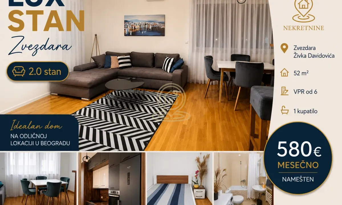 Rent, two bedroom apartment, 52m², Kluz, Zvezdara Sve Podlokacije