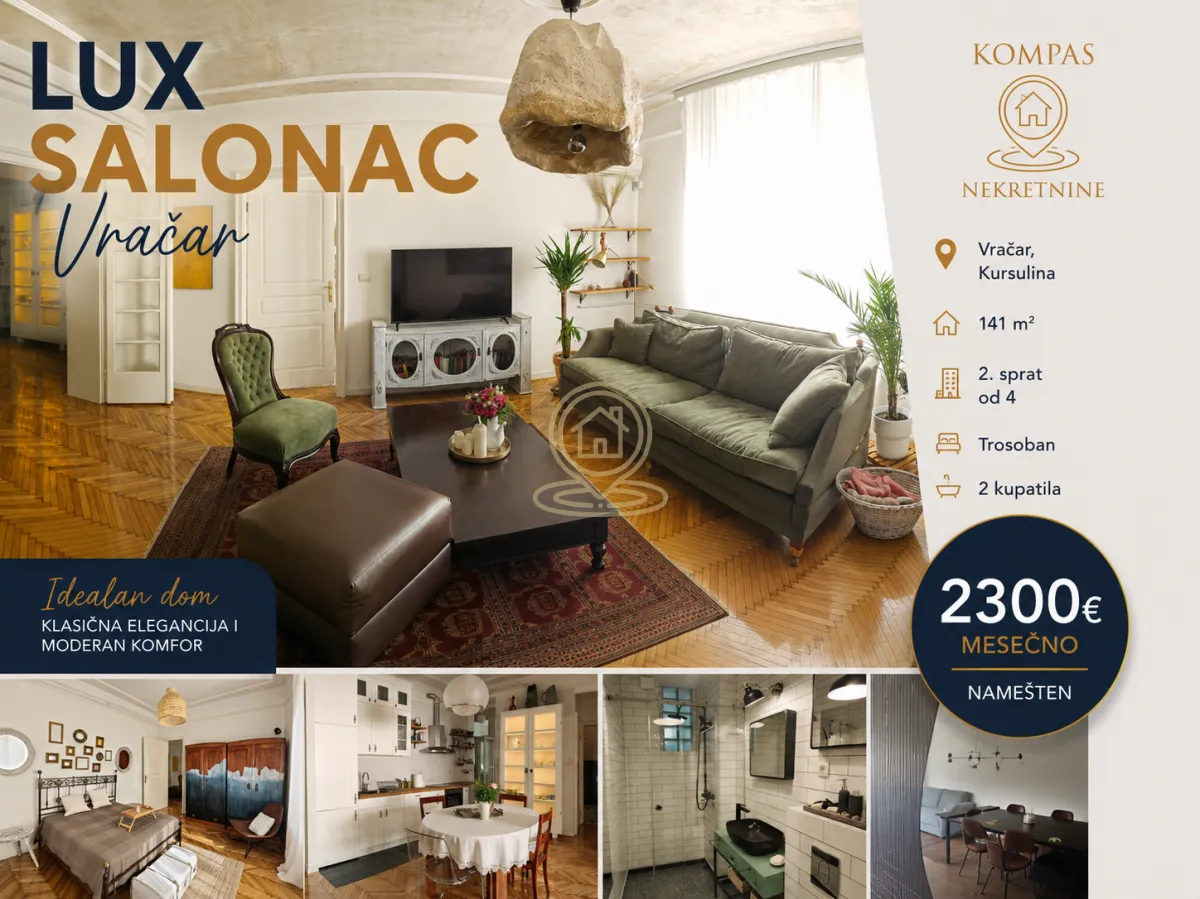 Izdavanje, trosoban stan, 141m², Kalenić Pijaca, Vračar Sve Podlokacije