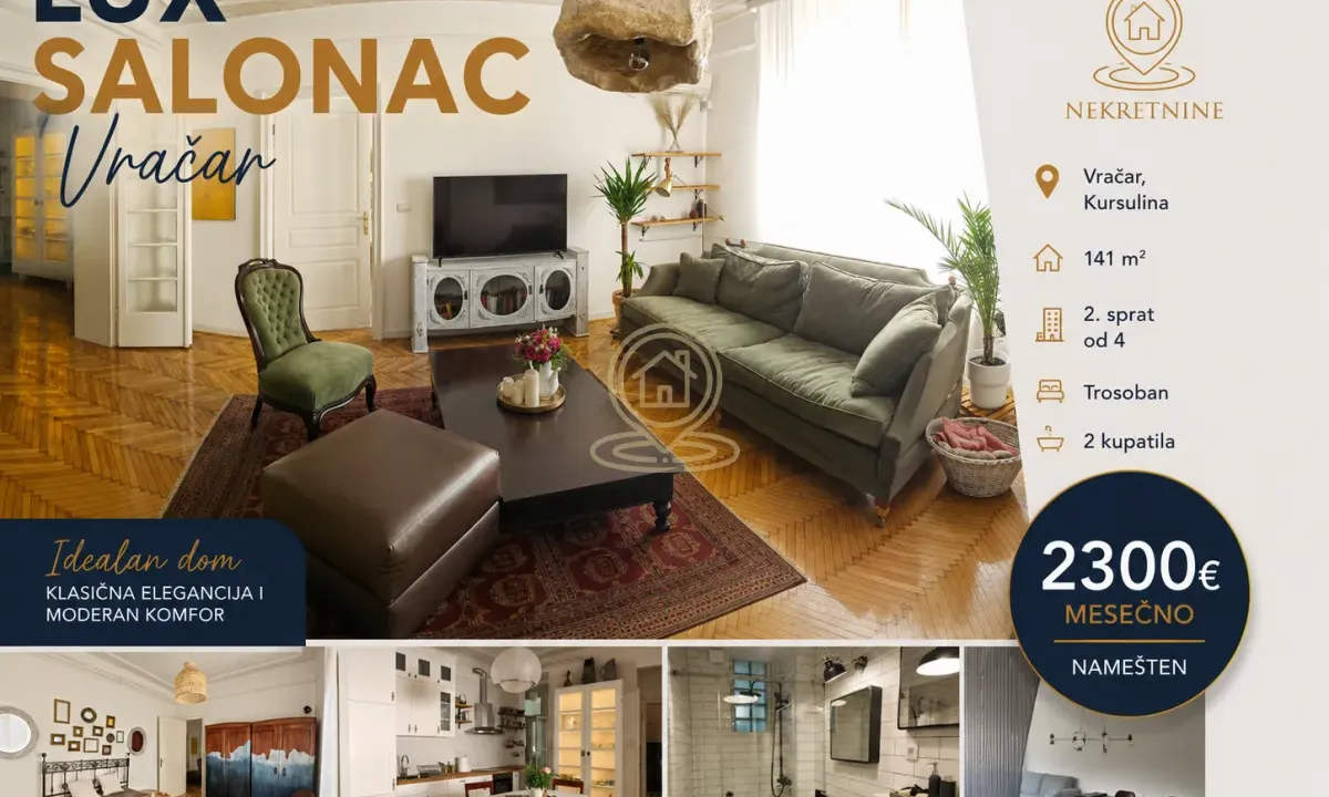 Rent, three bedroom apartment, 141m², Kalenić Pijaca, Vračar Sve Podlokacije
