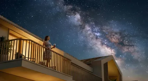 View of the balcony and the starry night sky. - image 7
