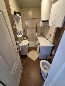Manje kupatilo sa tuš kabinom, umivaonikom, veš mašinom i toaletom. - image 12
