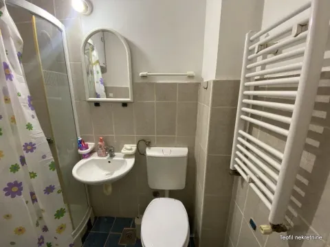 Manje kupatilo sa tuš kabinom, umivaonikom, ogledalom i toaletom. - image 8