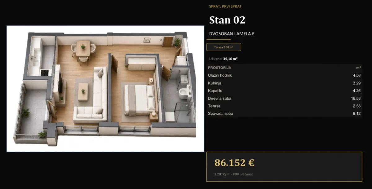 Prodaja, jednosoban stan, 39m², Adice, Novi Sad Sve Podlokacije