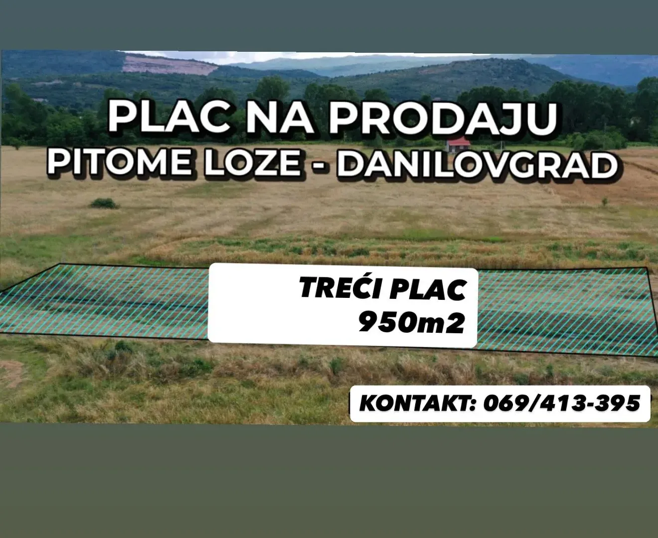 Prodaja, plac, 1900m², Kosić, Danilovgrad
