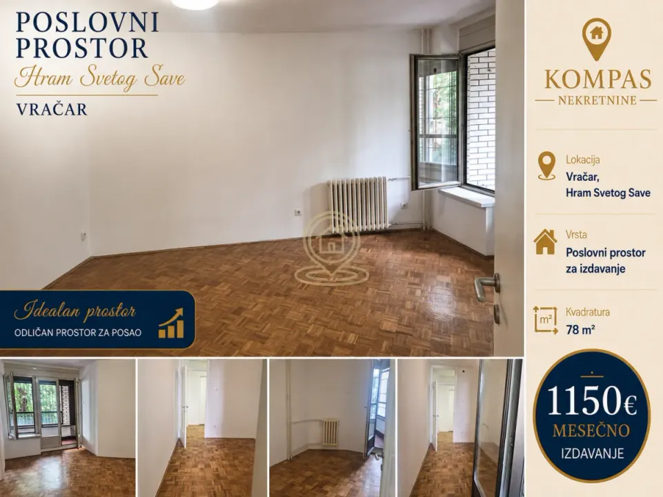 Rent, office space, 78m², Vračar Hram, Vračar Sve Podlokacije