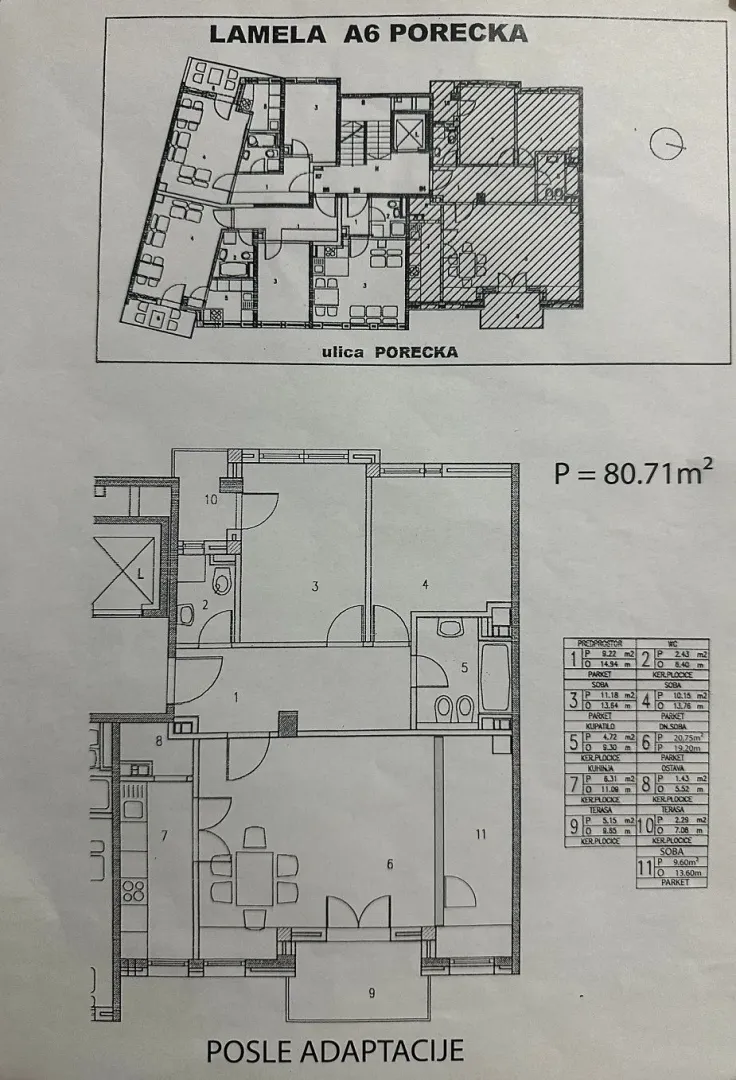 Osnova stana sa prikazom rasporeda prostorija i kvadrature.