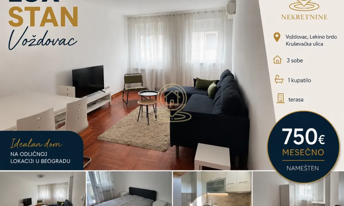 Izdavanje, trosoban stan, 60m², Lekino Brdo, Voždovac Sve Podlokacije