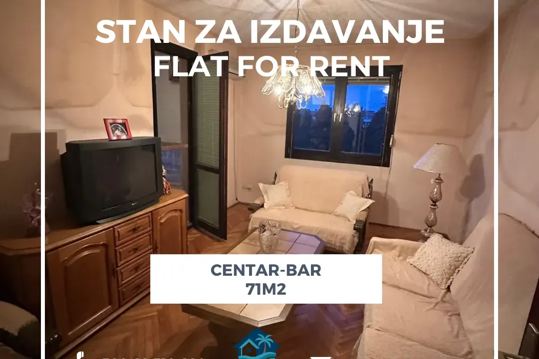 Izdavanje, dvosoban stan, 71m², Centar, Podgorica