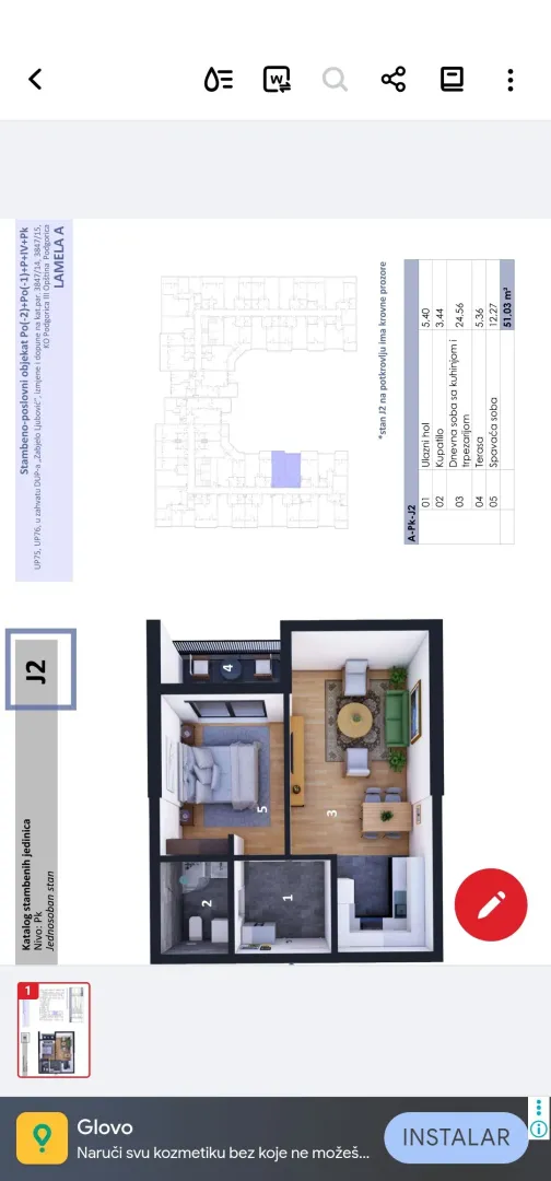Sale, one bedroom apartment, 50m², Zabjelo, Podgorica